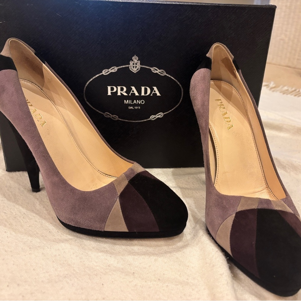 Prada FW2008 Graphic Suede Pumps | Camoscio Grafic | Size 37.5 - Picture 7 of 9